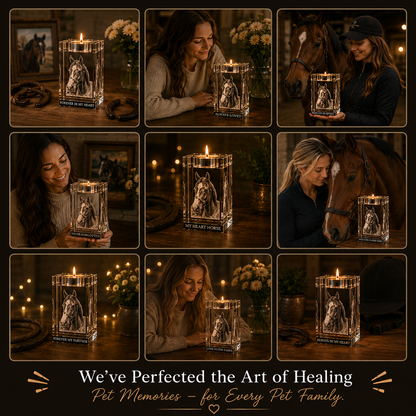 Memorial Candles™ — Custom Horse Portrait Crystal Candleholder